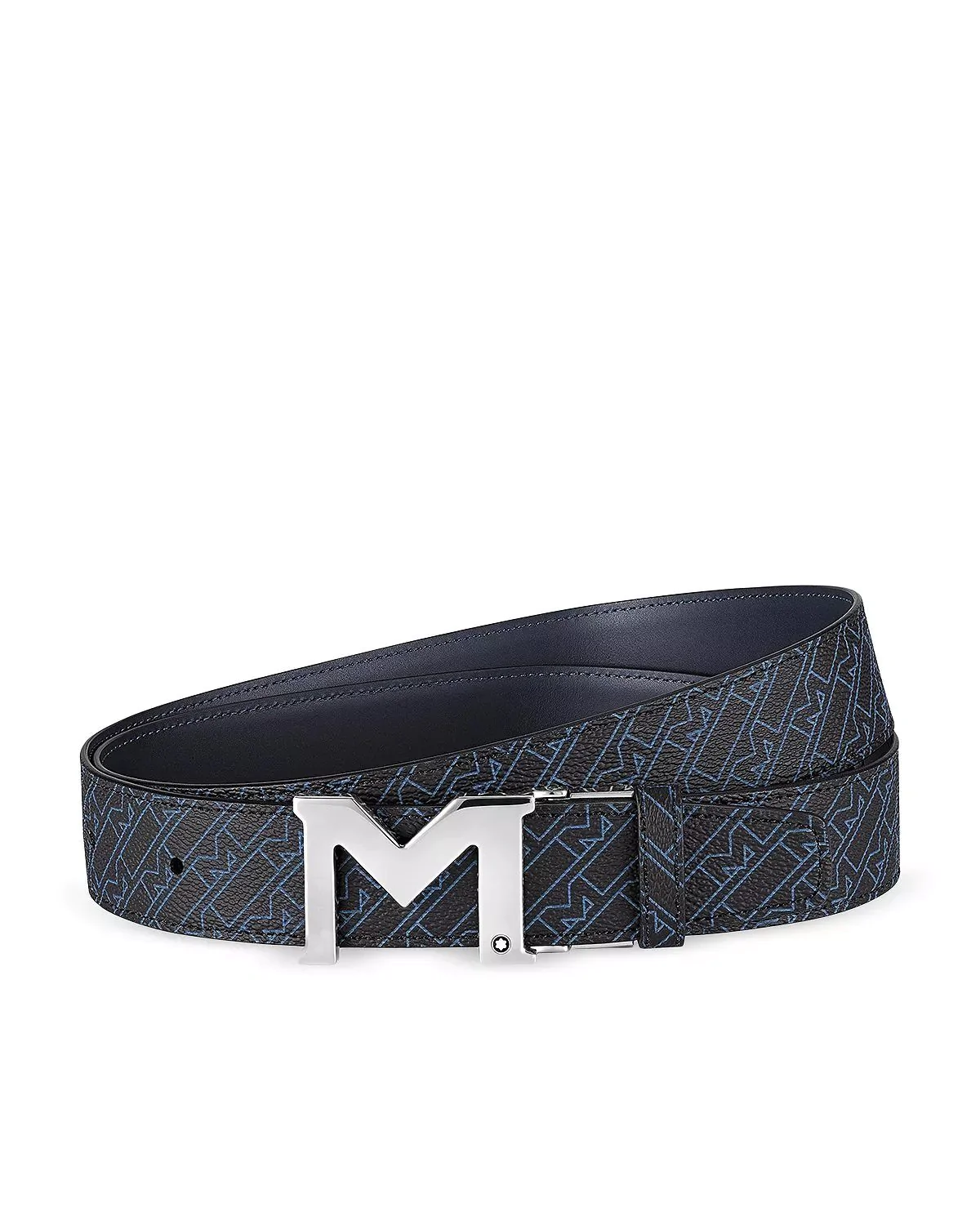 Montblanc Men's Palladium Finish M Buckle Reversible Leather Belt