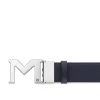 Montblanc Men's Palladium Finish M Buckle Reversible Leather Belt