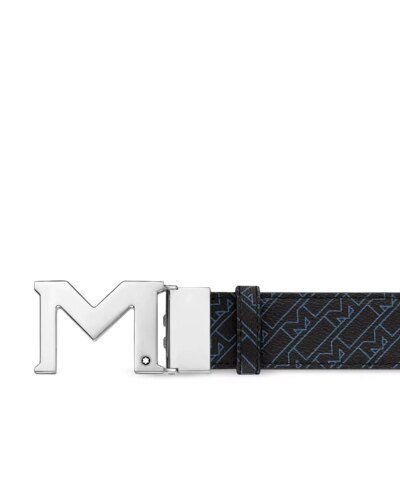 Montblanc Men's Palladium Finish M Buckle Reversible Leather Belt