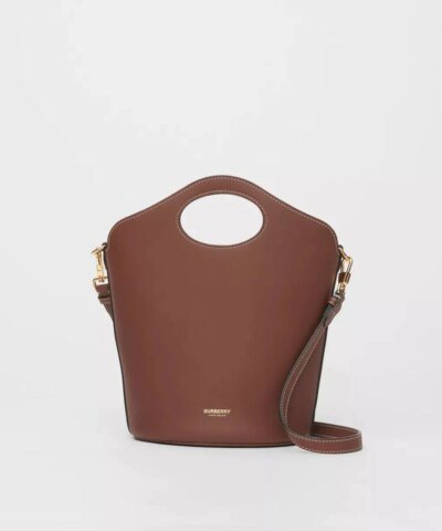 Burberry Small Tan Leather Pocket Bucket Bag