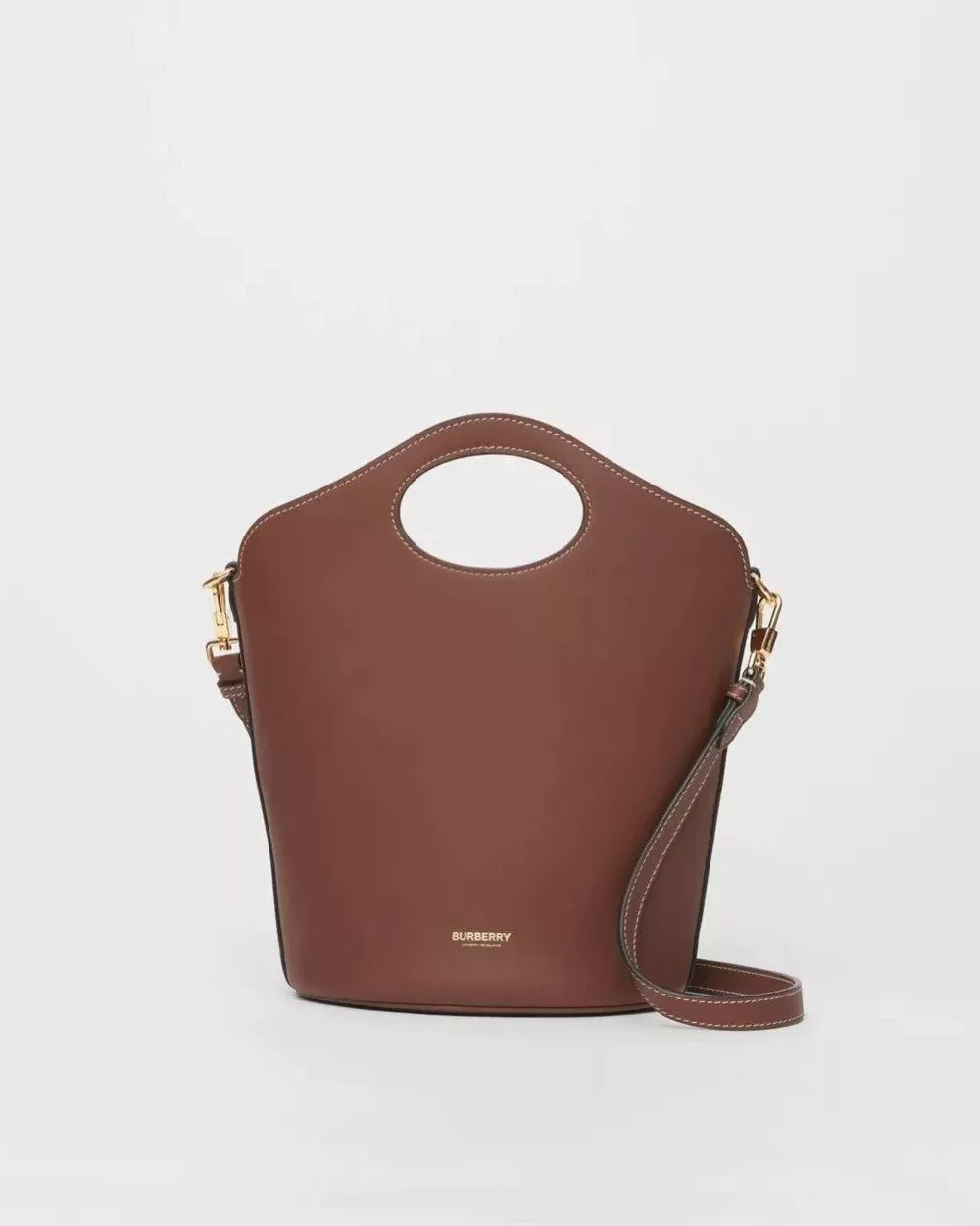 Burberry Small Tan Leather Pocket Bucket Bag