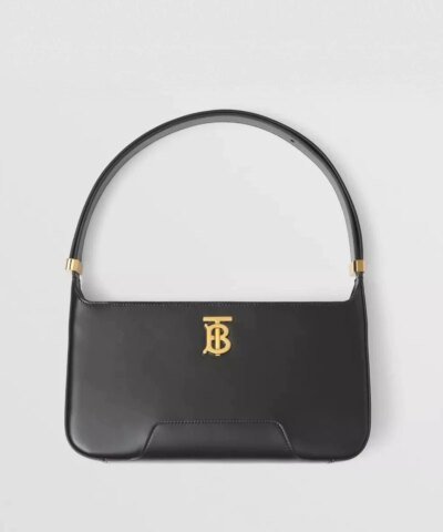 Burberry Black Leather TB Shoulder Bag