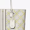 Tory Burch T Monogram Floral Vine Top-Zip Tote Bag In Ivory