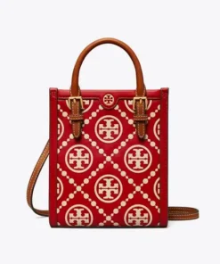 Tory Burch Mini T Monogram Contrast Embossed Tote