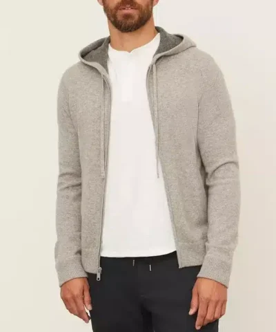 NoraLux Men's Reversible Cashmere Full Zip Hoodie