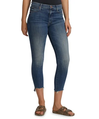 Mother The Stunner Frayed Step-Hem Stretch Skinny Ankle Jeans