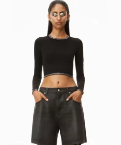 Alexander Wang Logo Trim Pullover In Compact Nylon