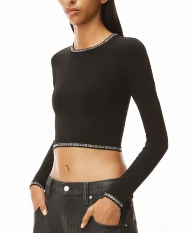 Alternative view of Alexander Wang Logo Trim Pullover In Compact Nylon