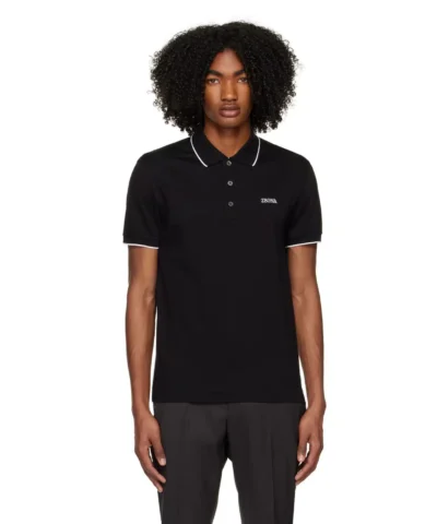 Alternative view of Zegna Black Embroidered Polo