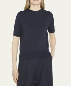 The Row Paolo Short Sleeve Wool & Silk Sweater