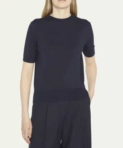 The Row Paolo Short Sleeve Wool & Silk Sweater