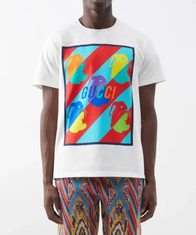 Gucci Bunny Print Cotton Jersey T-Shirt