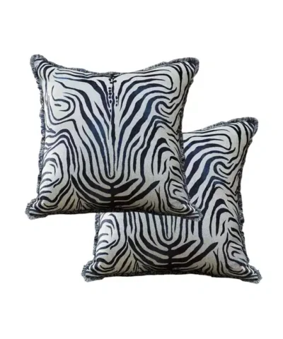 Nanis Blue and White Zebra Pillow 18" x 18"
