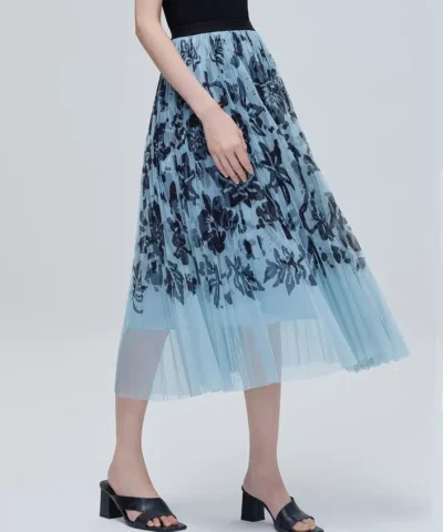 ERDOS Double-Layer Chiffon Pleated A-Line Skirt