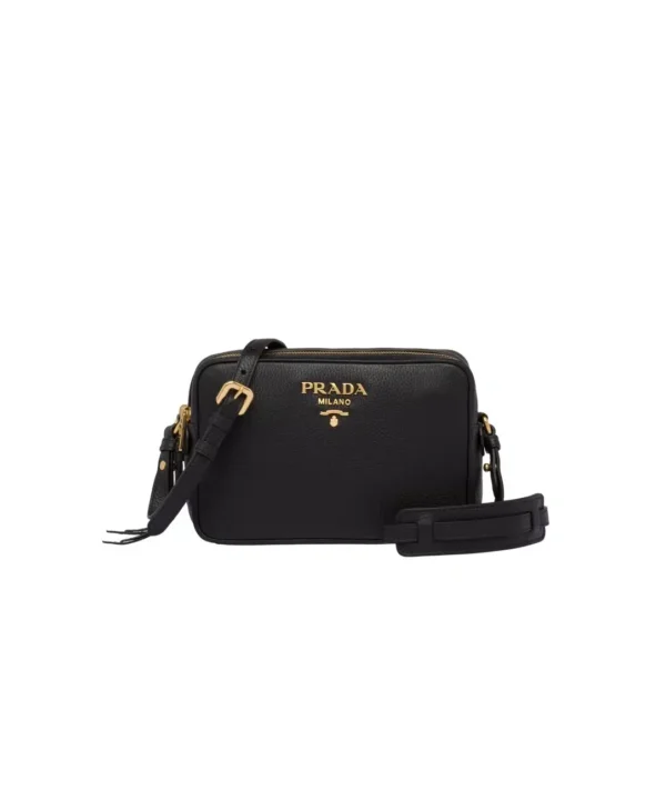 Alternative view of Prada Black Logo Double Strap Leather Camera Bag