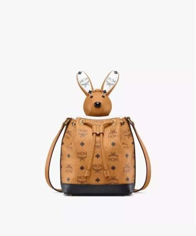 MCM Park Rabbit Drawstring Bag in Visetos Leather Mix