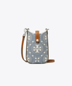 Tory Burch T Monogram Phone Crossbody In Pearl Blue