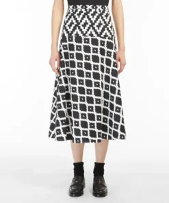 Max Mara Donnola Flared Cotton Twill Midi Skirt