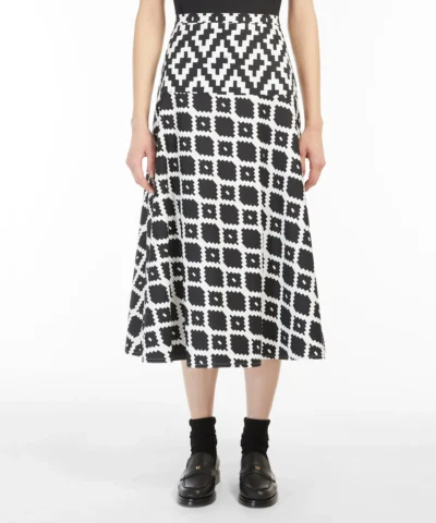 Max Mara Donnola Flared Cotton Twill Midi Skirt