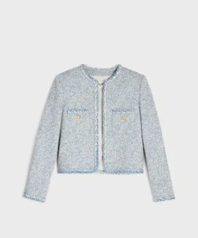 Celine Cardigan Jacket In Wool Natte