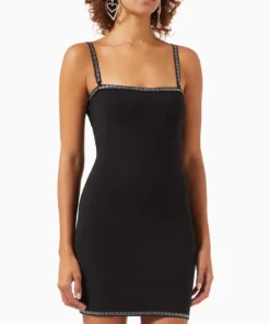 Alternative view of Alexander Wang Crystal Trim Mini Dress In Compact Nylon