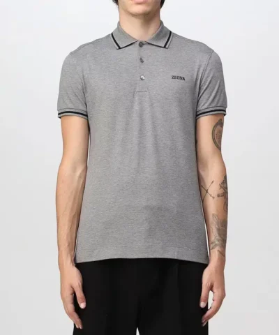 Zegna Grey Embroidered Polo