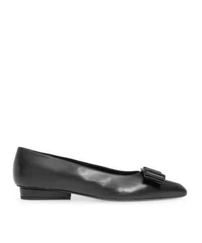 Salvatore Ferragamo Black Viva Bow Ballet Flat