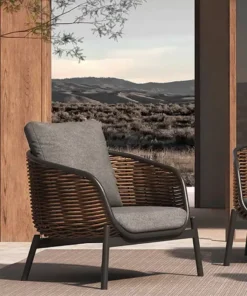 Artie Wicker Outdoor Patio Conversation Set with Charcoal Cushions