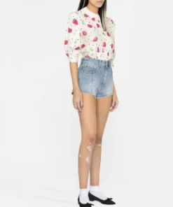 Alternative view of Alessandra Rich Strawberry-Print Silk Blouse