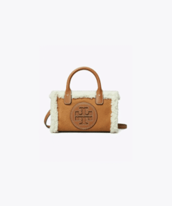 Tory Burch Mini Ella Patent Shearling Tote