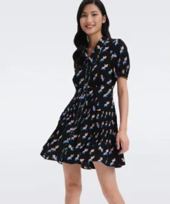 DVF Darius Mini Dress in Twisted Geo Black