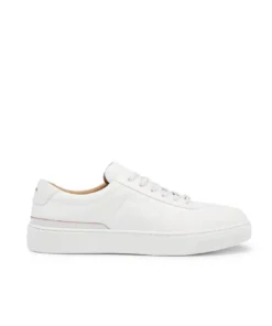 Hugo Boss Leather Low-Profile Trainers with Logo Lace Loop