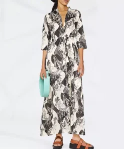 Alternative view of Tory Burch Leaf Coverup Maxi Shirt Dress