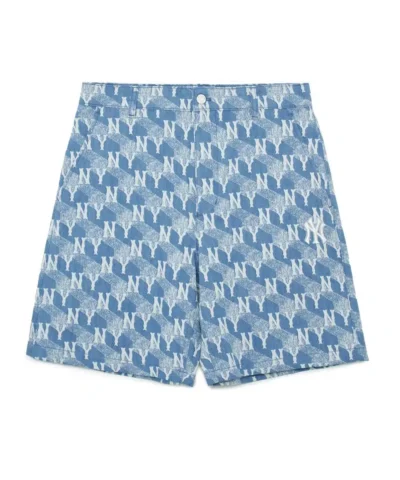 MLB Korea Cube Monogram Print Denim Bermuda Pants New York Yankees