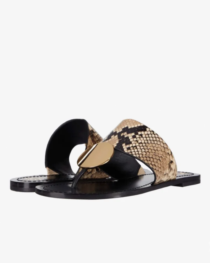 Tory Burch Tory Burch Patos Disk Snake Emboss Leather Thong Sandal - Image 3