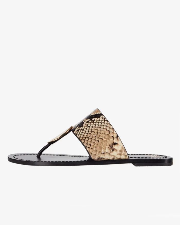 Tory Burch Tory Burch Patos Disk Snake Emboss Leather Thong Sandal - Image 4