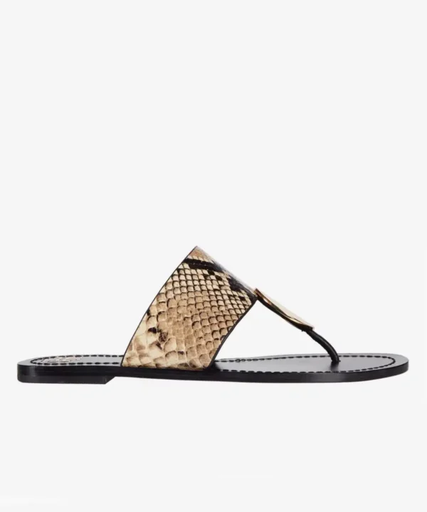 Tory Burch Tory Burch Patos Disk Snake Emboss Leather Thong Sandal