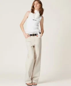 Miu Miu Five-Pocket Ecru Denim Jeans