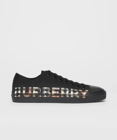 Burberry Vintage Check Logo Print Cotton Gabardine Sneakers