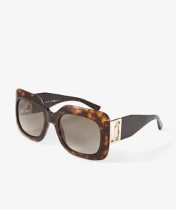 Alternative view of Jimmy Choo Gayas Brown Havana Square Frame Sunglasses