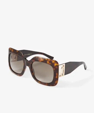Alternative view of Jimmy Choo Gayas Brown Havana Square Frame Sunglasses