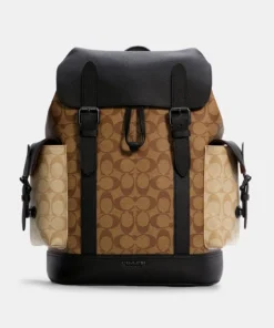 Coach Hudson Backpack In Blocked Signature Canvas