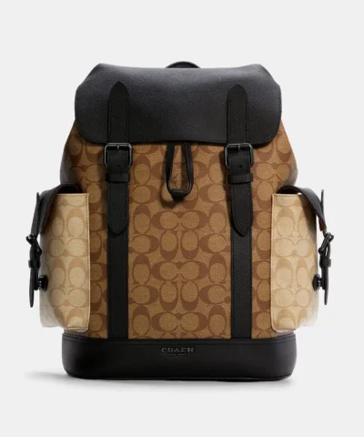 Coach Hudson Backpack In Blocked Signature Canvas