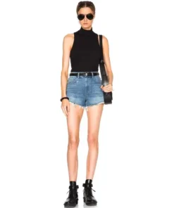 Alexander Wang Bite Short In Light Indigo Aged Denim