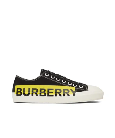 Burberry Black & Yellow Gabardine Larkhall Sneakers