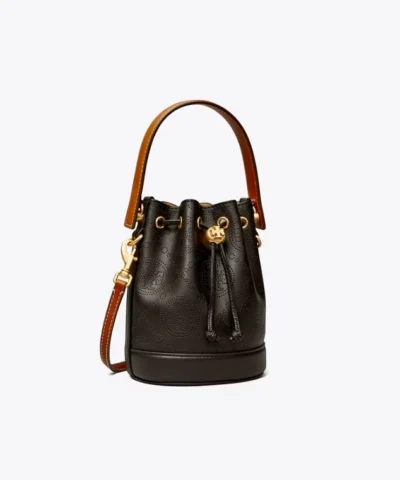 Alternative view of Tory Burch Mini T Monogram Perforated Bucket Bag, Black