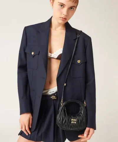 Alternative view of Miu Miu Wander Matelassé Nappa Leather Hobo Mini-Bag, Black