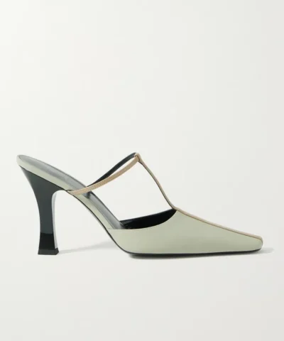 Alternative view of The Row Office Leather-Trimmed Shell Mules