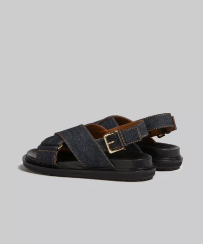 Alternative view of Marni Blue Denim Criss Sandals