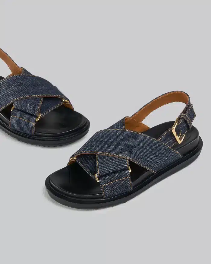 Marni Blue Denim Criss Sandals - Image 3